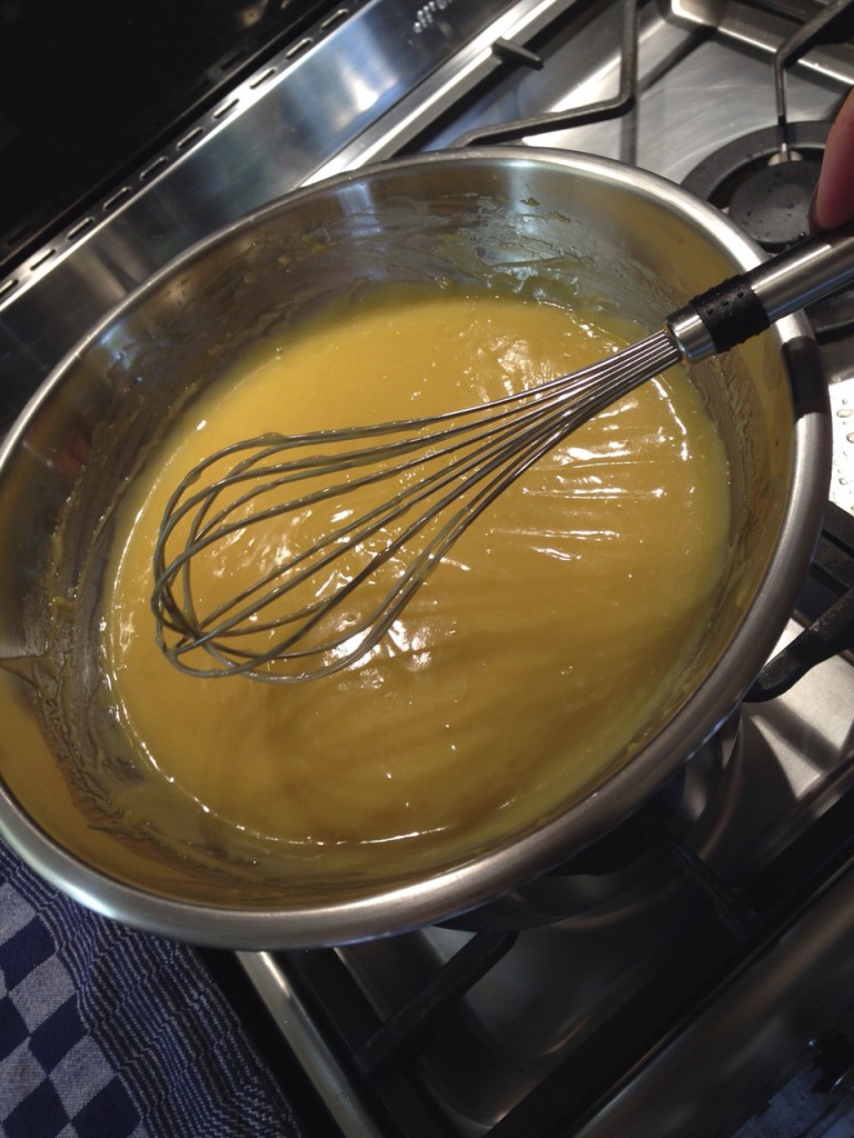 Lemon Curd is a delicious mixture of butter, egg yolk, sugar, and lemon zest and juice. It's easy to make yourself with this recipe. You can also add some limoncello if you like
