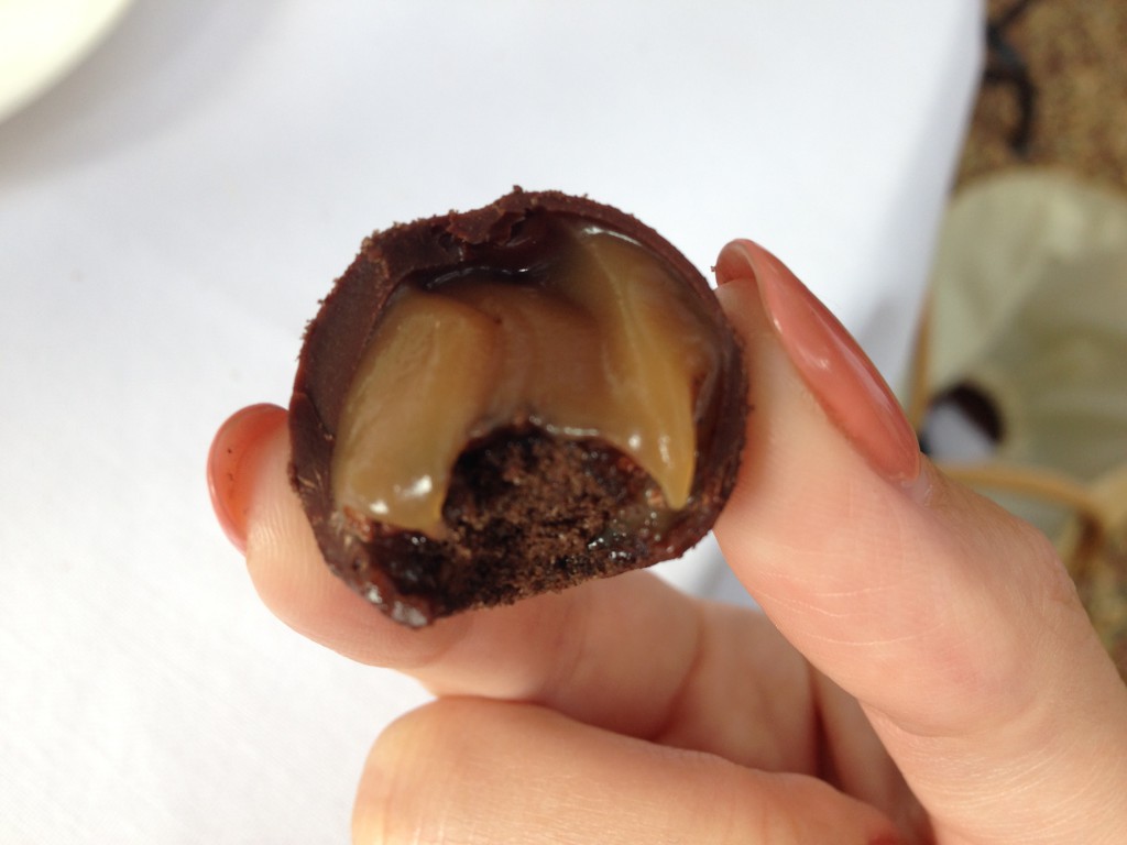 Chocolate filling at La Colombe, caramel and chocolate, Silvermist farm, Cape Town