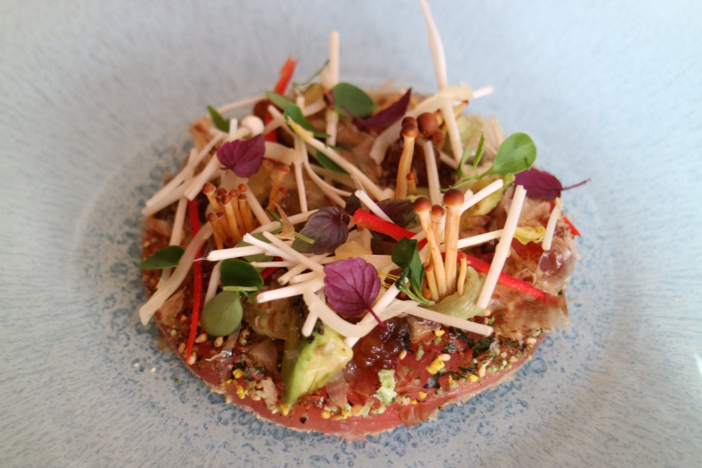 Delicious tuna wasabi mushroom tartar