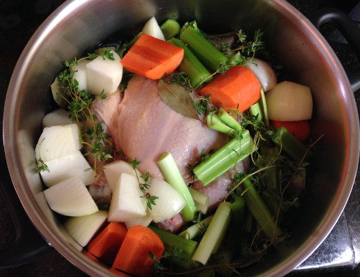 Chicken stock is easy to make yourself, and taste much better too