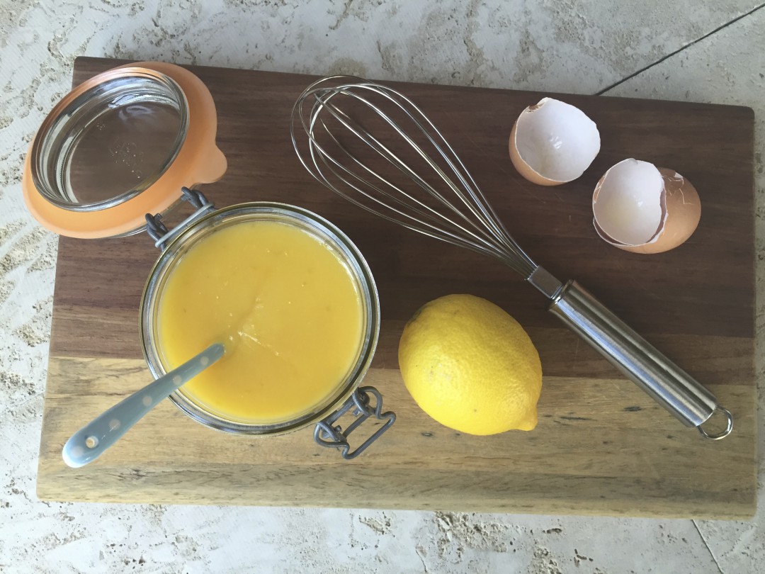 Lemon Curd is a delicious mixture of butter, egg yolk, sugar, and lemon zest and juice. It's easy to make yourself with this recipe. You can also add some limoncello if you like