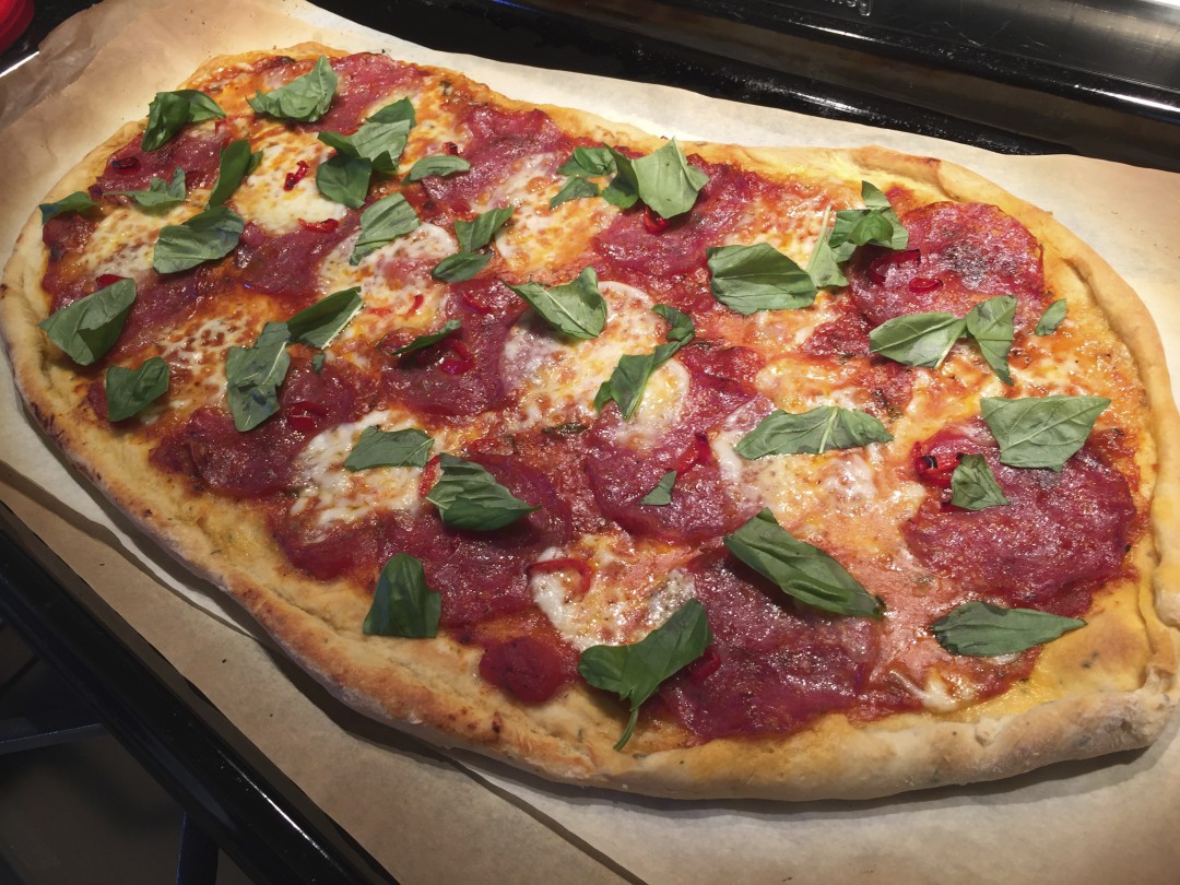 pizza is delicious and not too difficult to make yourself. Yes, the dough, tomato base and toppings. Everything! It is fun to do and so delicious!