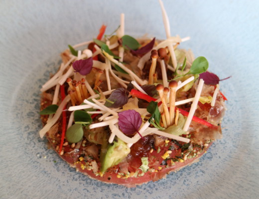 Delicious tuna wasabi mushroom tartar